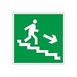Знак безопасности Направление к эвакуационному выходу по лестнице вниз, правосторонний E13
